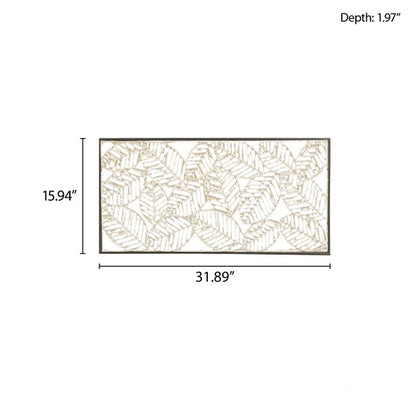 Madison Park Paper Cloaked Leaves Metal Framed Decor Panel SpadezStore