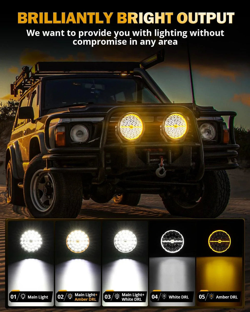 Auxbeam RAY-L Series | 9 Inch 318W 34180LM Dual DRL Offroad LED Driving Lights SpadezStore