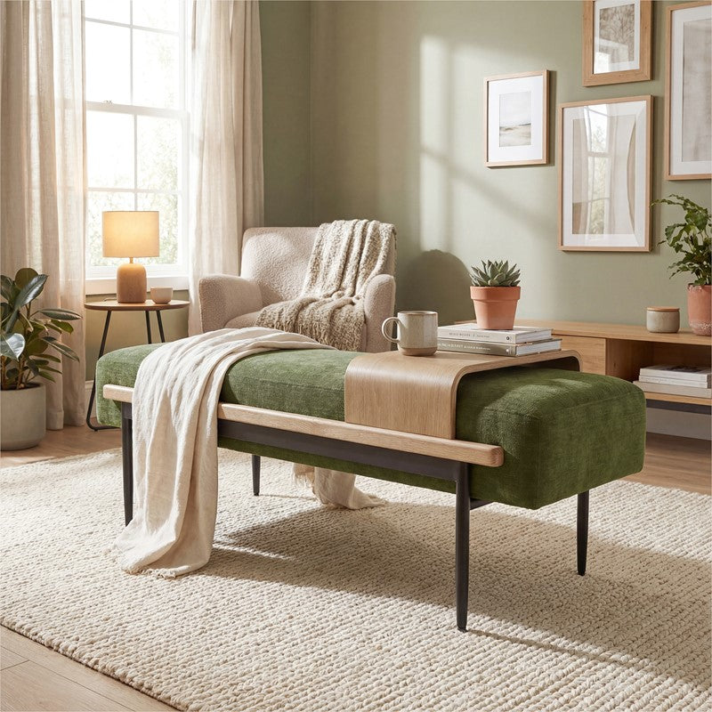 Chapel Hill Perry Cocktail Ottoman with Slide Tray SpadezStore