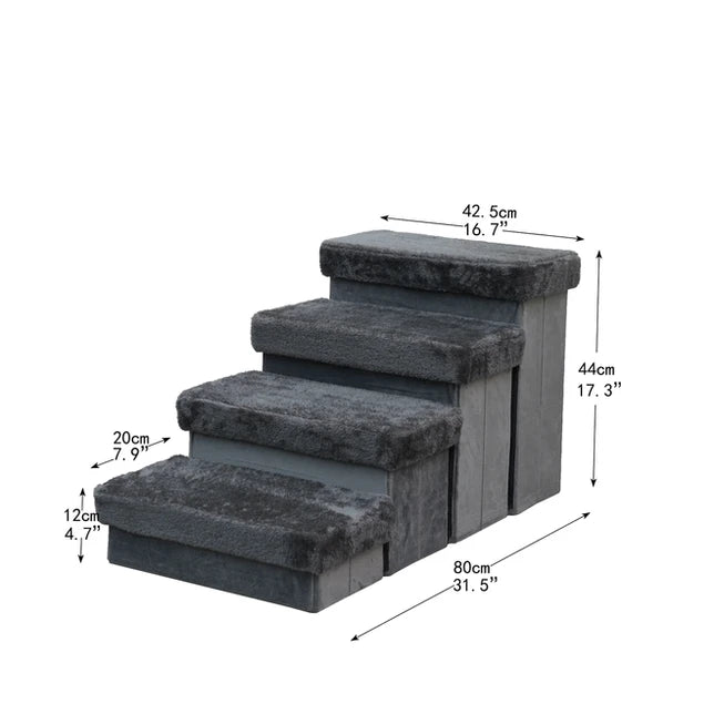 PetPals Charcoal 4-Level Pet Stairs SpadezStore