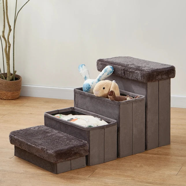 PetPals Charcoal 4-Level Pet Stairs SpadezStore