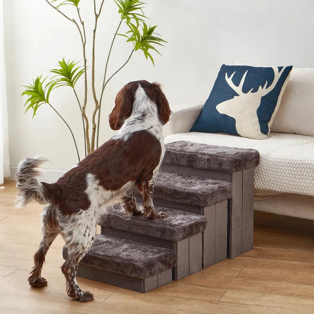 PetPals Charcoal 4-Level Pet Stairs SpadezStore
