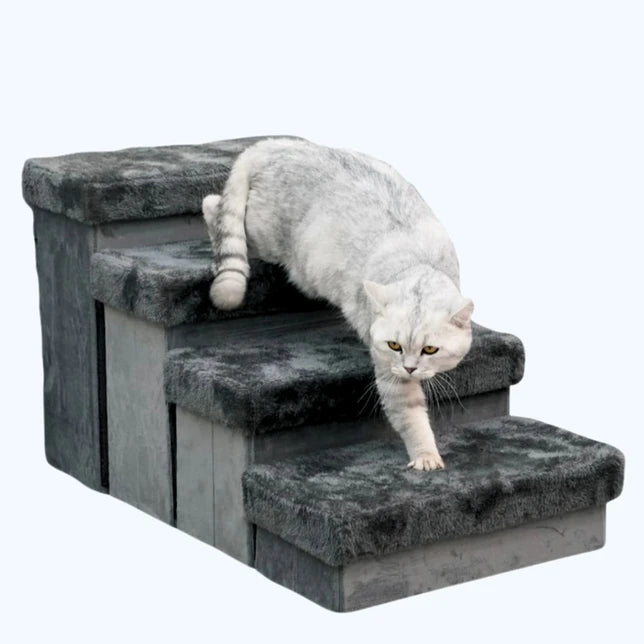 PetPals Charcoal 4-Level Pet Stairs SpadezStore