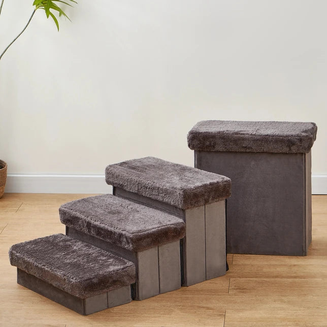 PetPals Charcoal 4-Level Pet Stairs SpadezStore