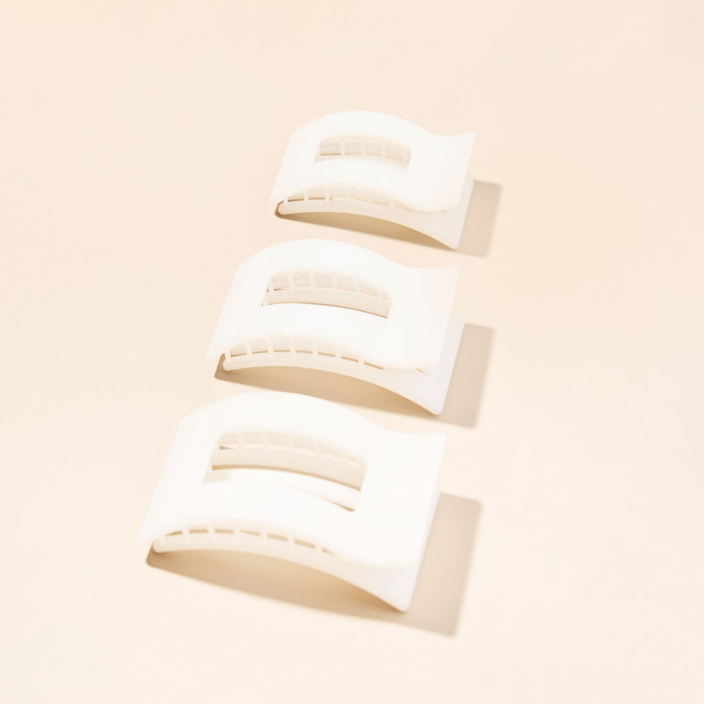 TELETIES Coconut White Large Flat Rectangle Hair Clip