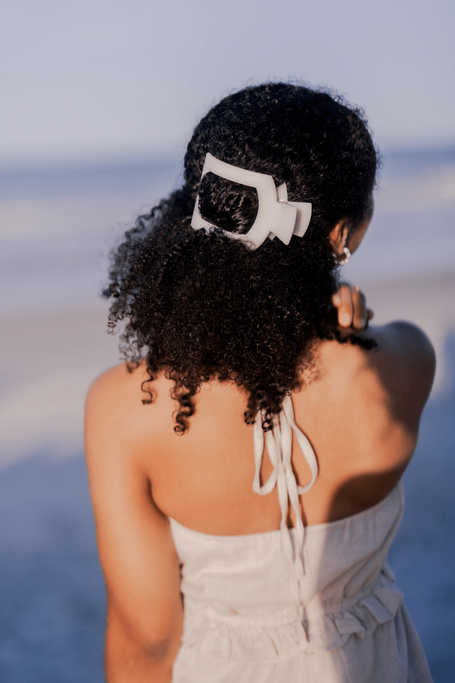 Coconut White Large Flat Square Hair Clip SpadezStore