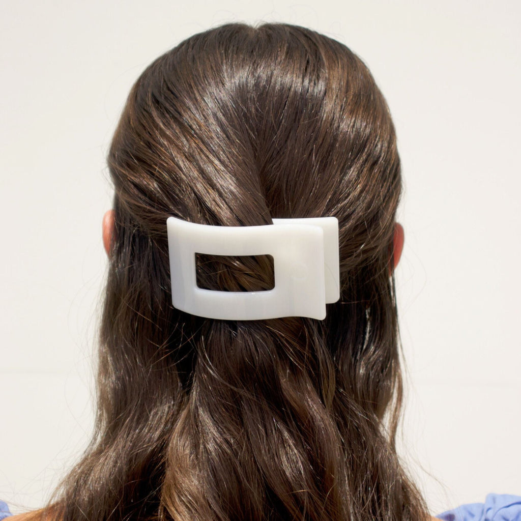 Coconut White Small Flat Rectangle Hair Clip SpadezStore