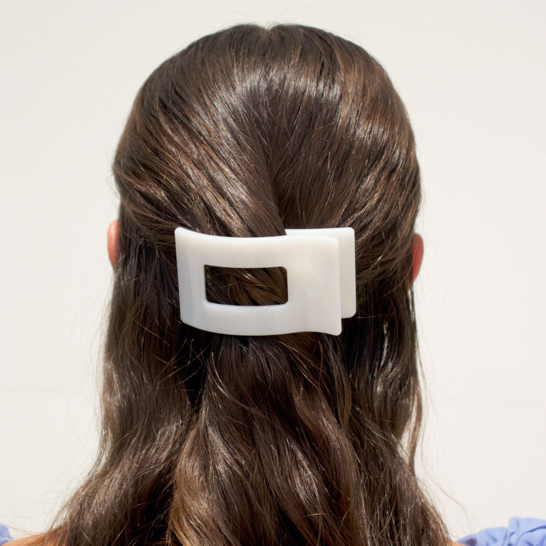 Coconut White Small Flat Rectangle Hair Clip SpadezStore