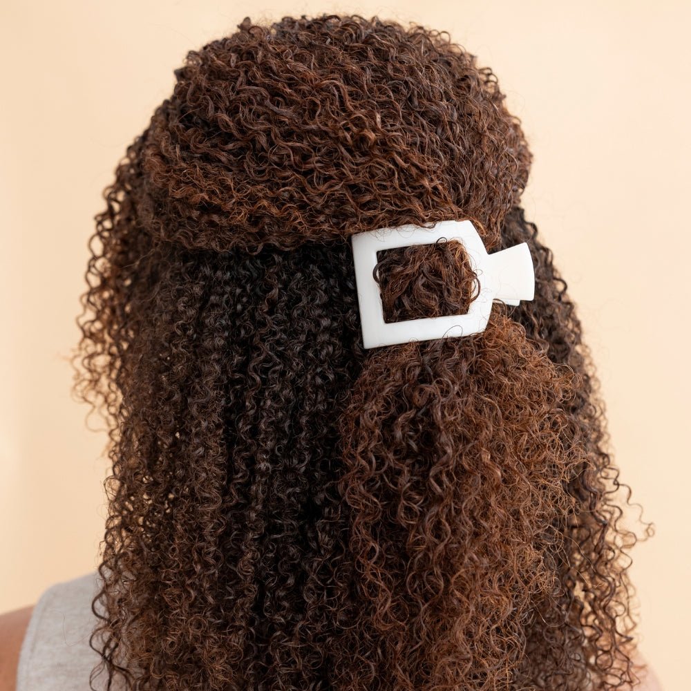 TELETIES Coconut White Small Flat Square Hair Clip