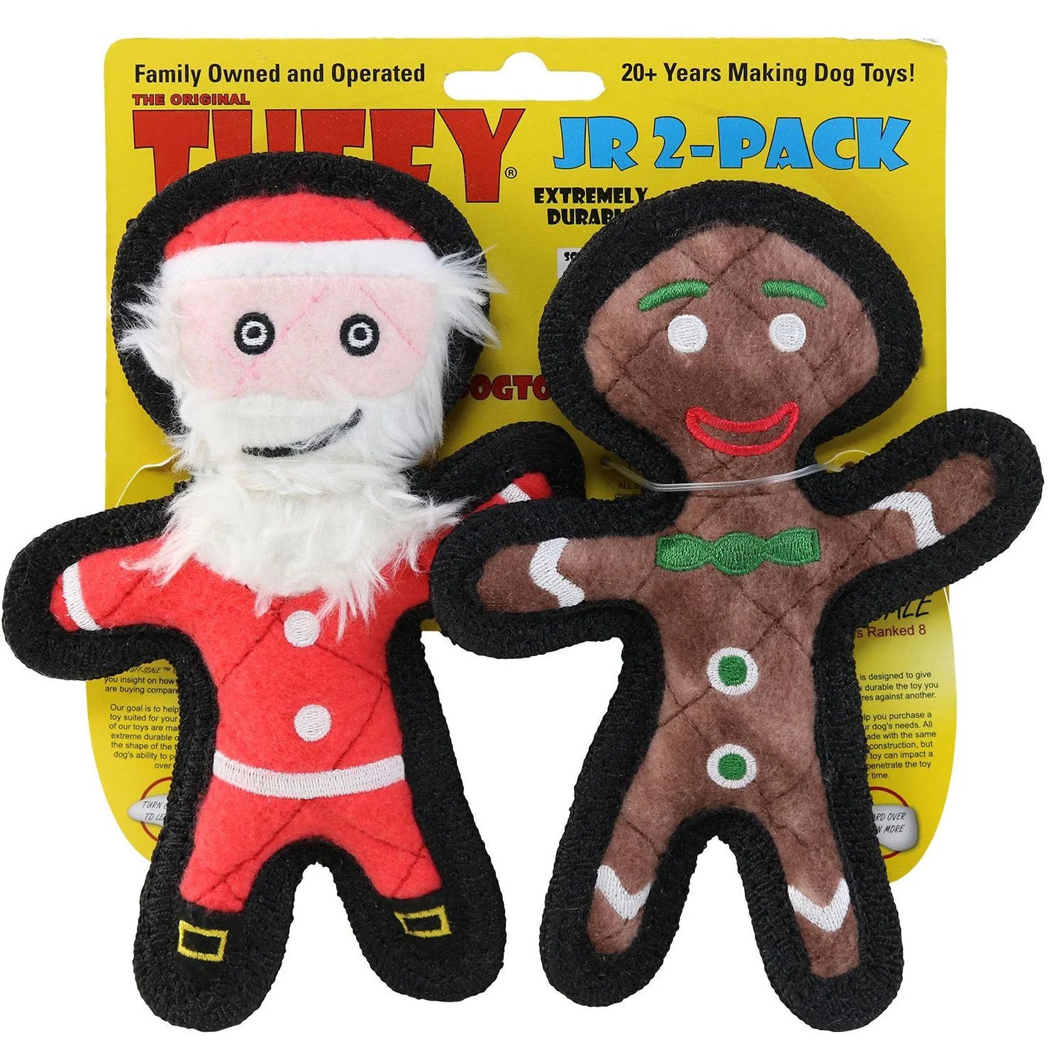 Tuffy Dog Toys Jr Gingerbread Man & Santa 2 Pack SpadezStore