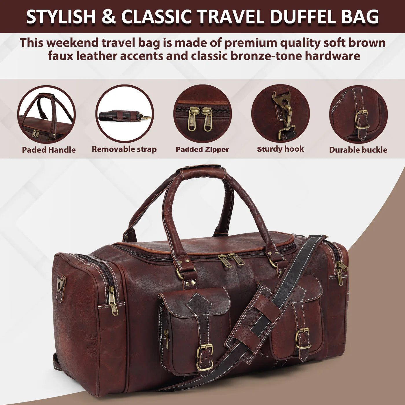 Classy Leather Bags Vintage Dark Brown Traveller Duffle Bag SpadezStore