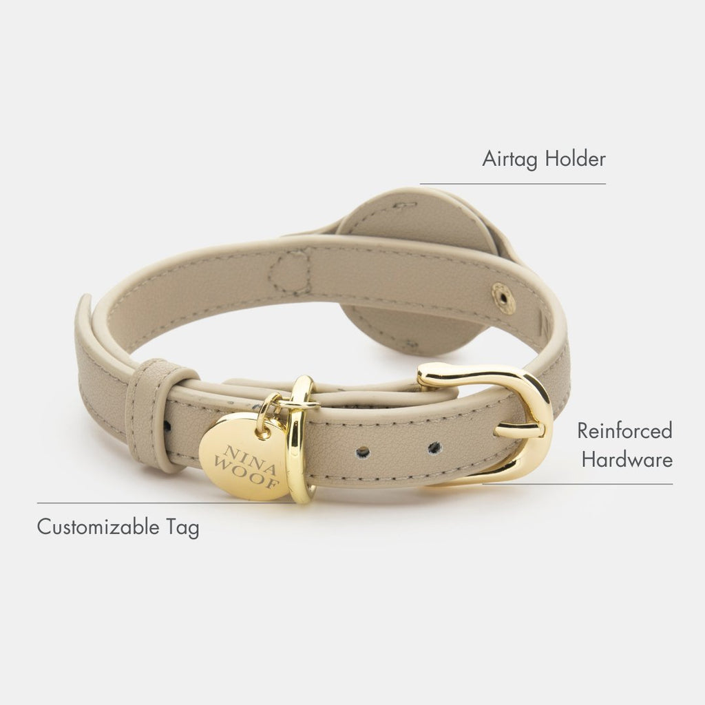 Nina Woof Collar - Air Tag Enabled - Vegan Leather - Cupertino SpadezStore