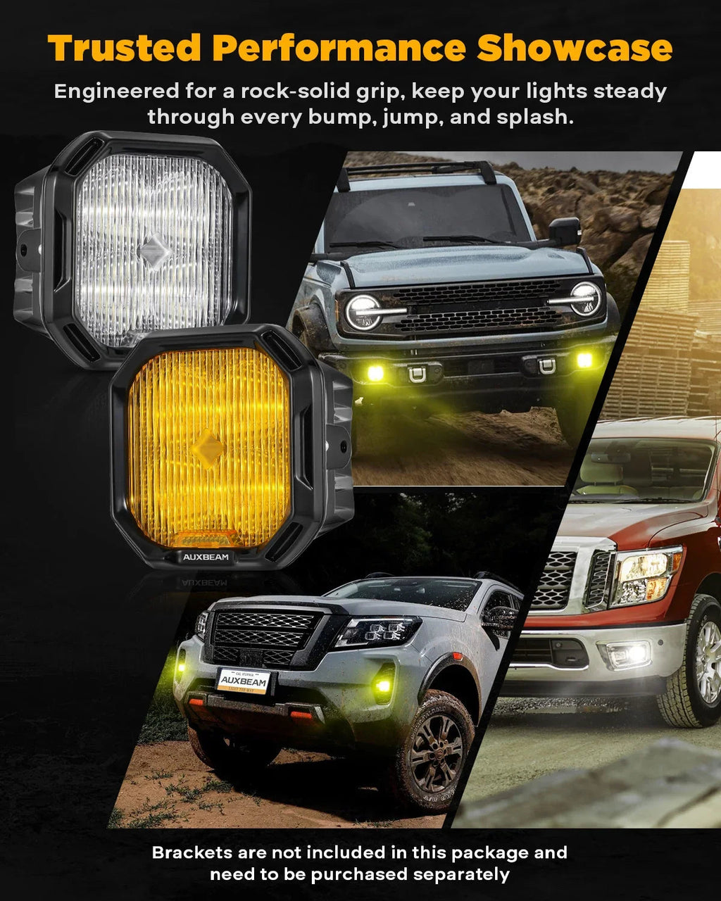 Auxbeam Color Play Series 3 Inch LED Fog Light Kit for Ford Honda Nissan Subaru Acura