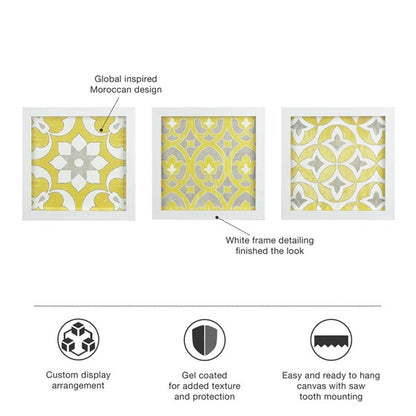 Madison Park Patterned Tiles Distressed Medallion 3-piece Wall Decor Set SpadezStore