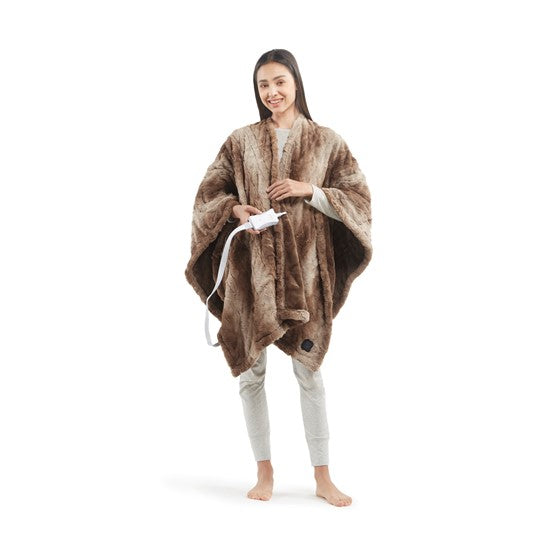 Beautyrest Zuri Faux Fur Heated Wrap with Built-in Controller SpadezStore