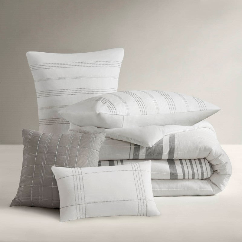 Harbor House Blue Morgan 5 Piece Cotton Jaquard Duvet Set SpadezStore