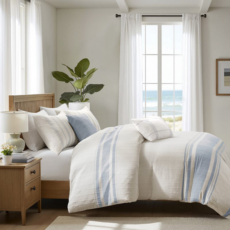 Harbor House Blue Morgan 5 Piece Cotton Jaquard Duvet Set SpadezStore