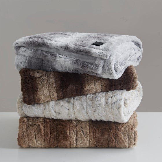 Beautyrest Zuri Faux Fur Heated Wrap with Built-in Controller SpadezStore