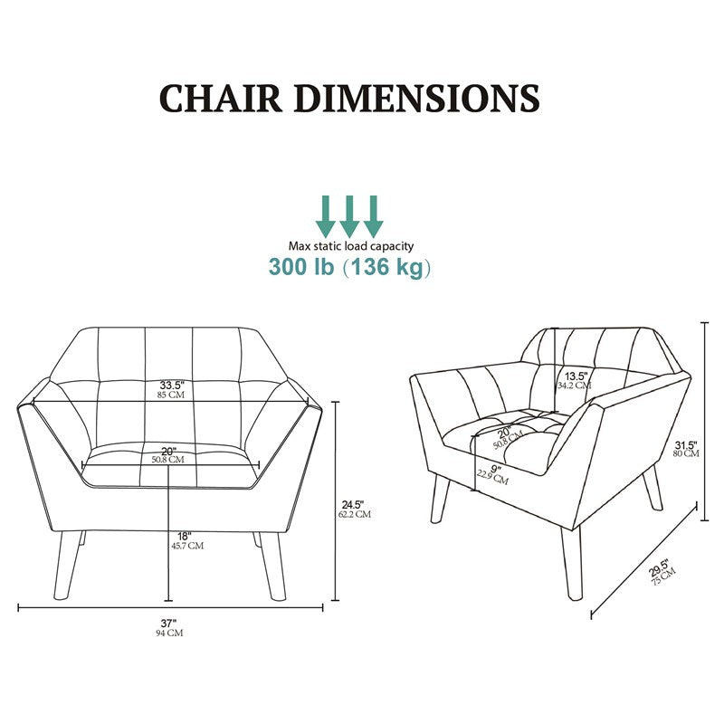 Ink+Ivy Newport Wide Mid-Century Modern Lounge Chair SpadezStore