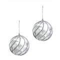 Perfect Holiday 10CM BALL WITH SILVER SLANT LINES 2 PCS SpadezStore