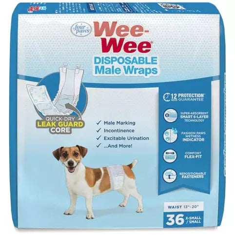 Four Paws Wee Wee Disposable Male Dog Wraps X-Small/Small SpadezStore