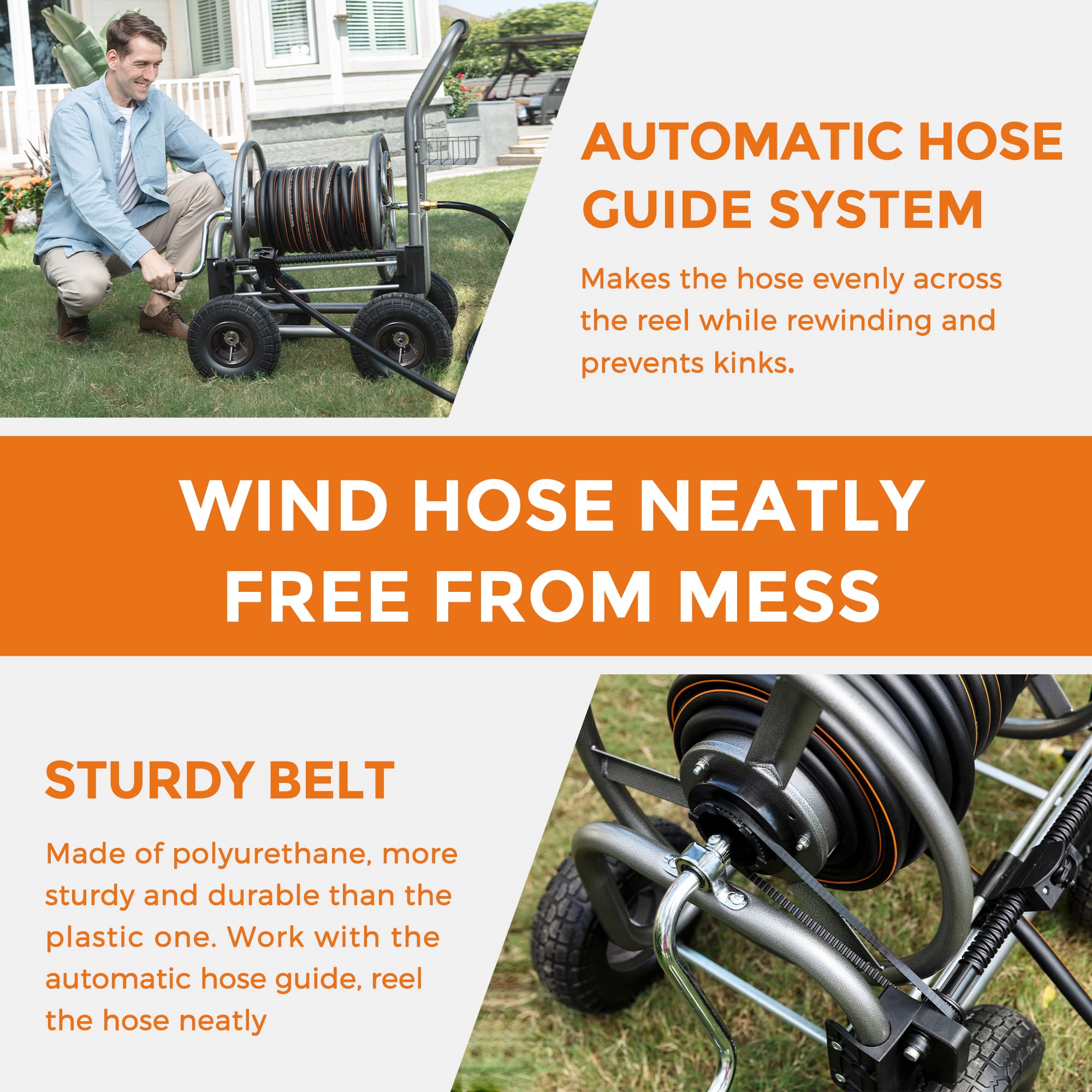 Garden Hose Reel Cart-4 Wheels-Heavy Duty SpadezStore