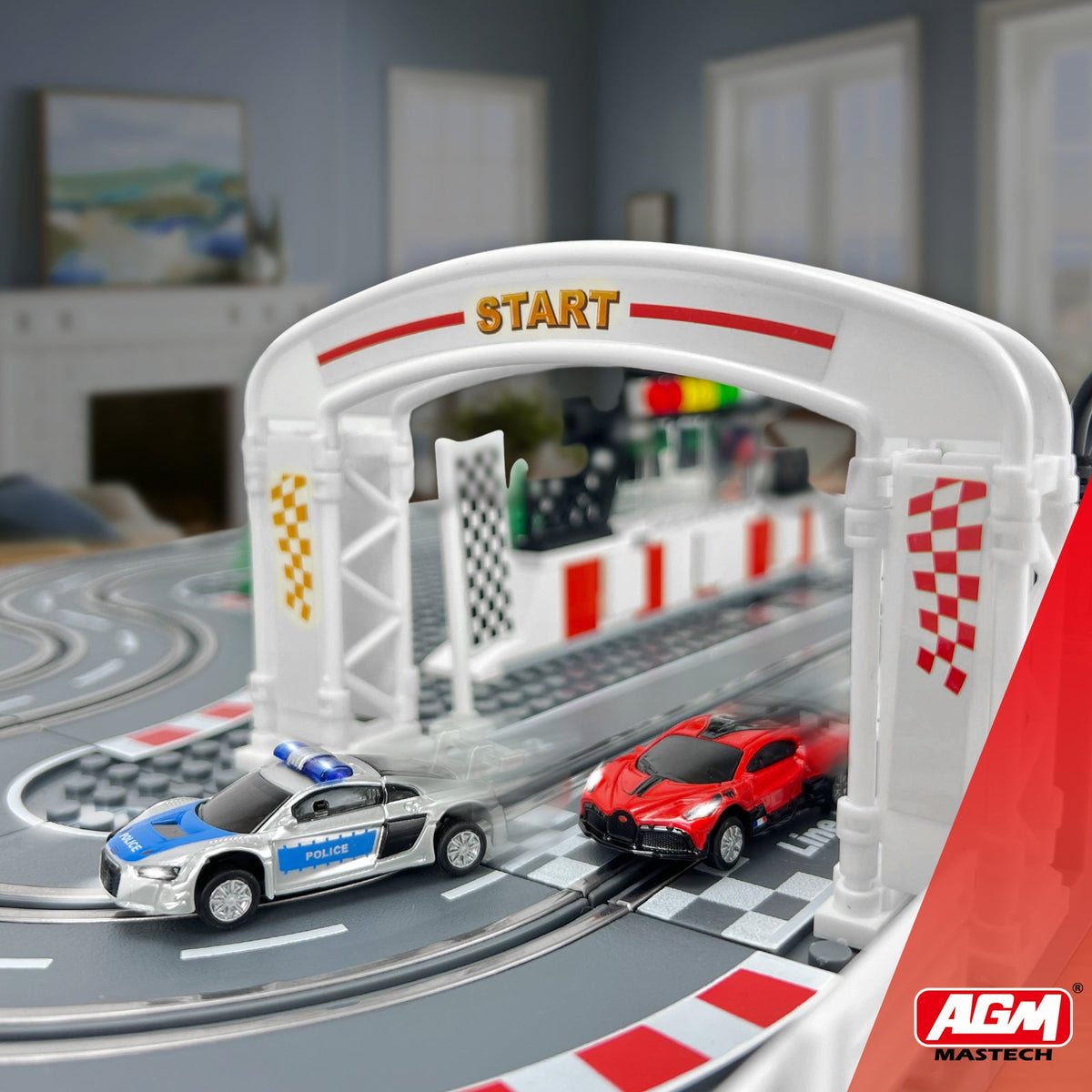 AGM MASTECH Slot Cars Race Track Sets, with 2 tracks 2 controllers 2 cars, Adjustable Speed, Block Building Slot Car Race Set, Christmas present，Toys Gifts - 04