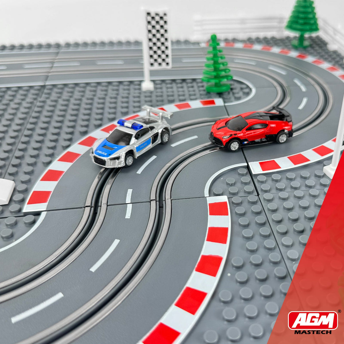AGM MASTECH Slot Cars Race Track Sets, with 2 tracks 2 controllers 2 cars, Adjustable Speed, Block Building Slot Car Race Set, Christmas present，Toys Gifts - 04