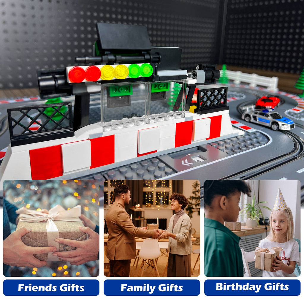 AGM MASTECH Slot Cars Race Track Sets, with 2 tracks 2 controllers 2 cars, Adjustable Speed, Block Building Slot Car Race Set, Christmas present，Toys Gifts - 04