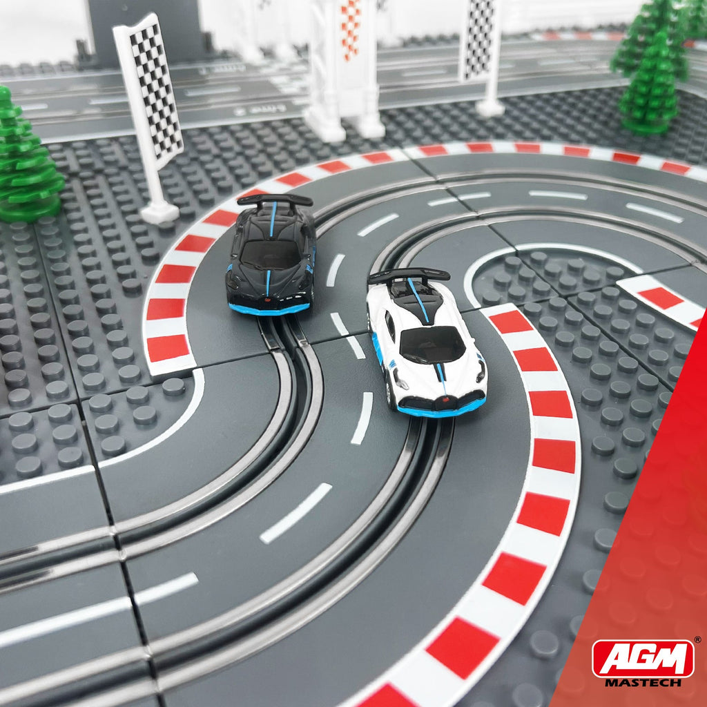 AGM MASTECH Slot Cars Racetrack Sets, with 2 tracks 2 controllers 2 cars, Adjustable Speed, Block Building Slot Car Race Set,Christmas present， Toys Gifts