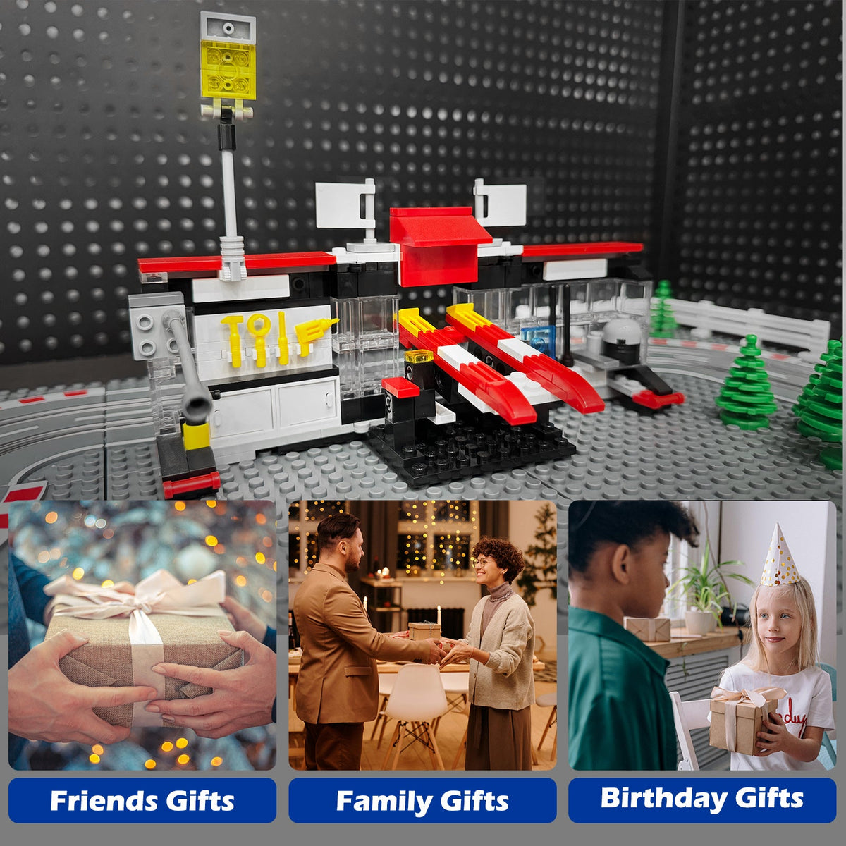 AGM MASTECH Slot Cars Racetrack Sets, with 2 tracks 2 controllers 2 cars, Adjustable Speed, Block Building Slot Car Race Set,Christmas present， Toys Gifts