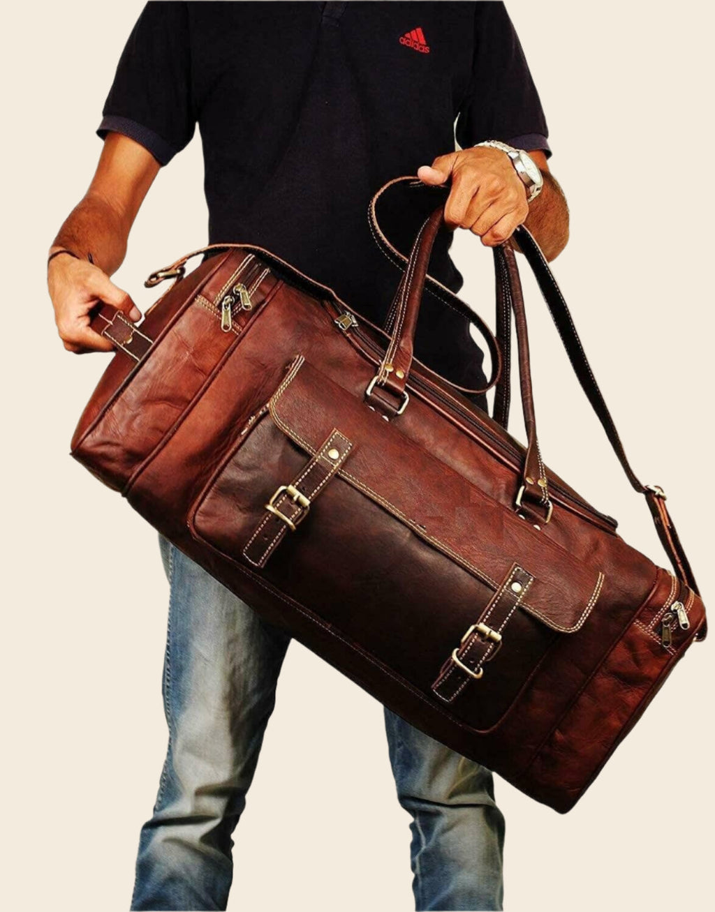 Classy Leather Bags Traveler Weekender Duffle Bag + FREE Toiletry Bag ZIPIFY SpadezStore