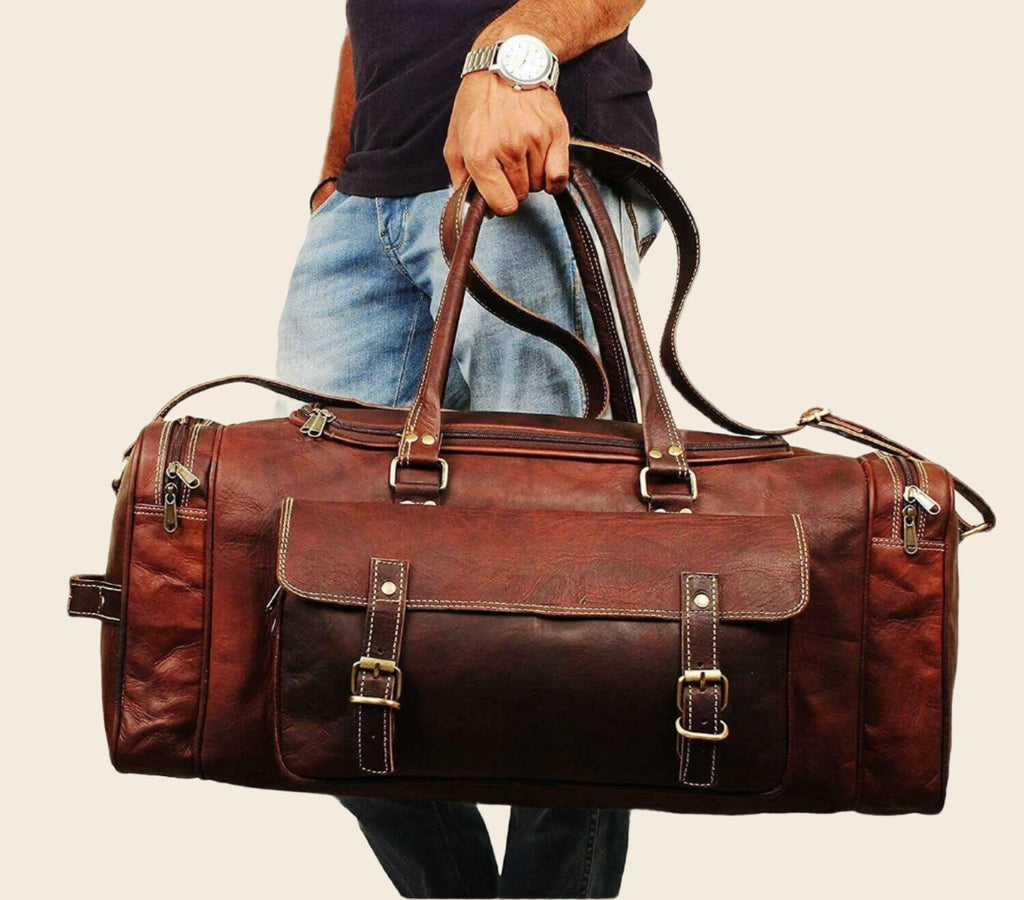 Classy Leather Bags Traveler Weekender Duffle Bag + FREE Toiletry Bag ZIPIFY SpadezStore