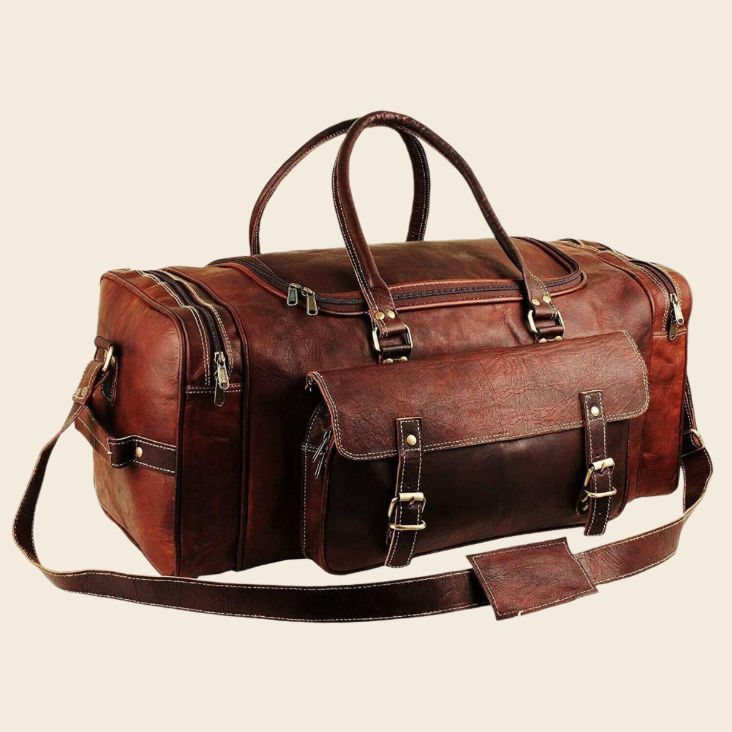 Classy Leather Bags BOGO: Traveler Weekender Duffle Bag + FREE Toiletry Bag SpadezStore