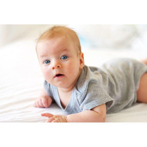 Bambini Heather Grey Interlock Short Sleeve Bodysuit Onezie SpadezStore