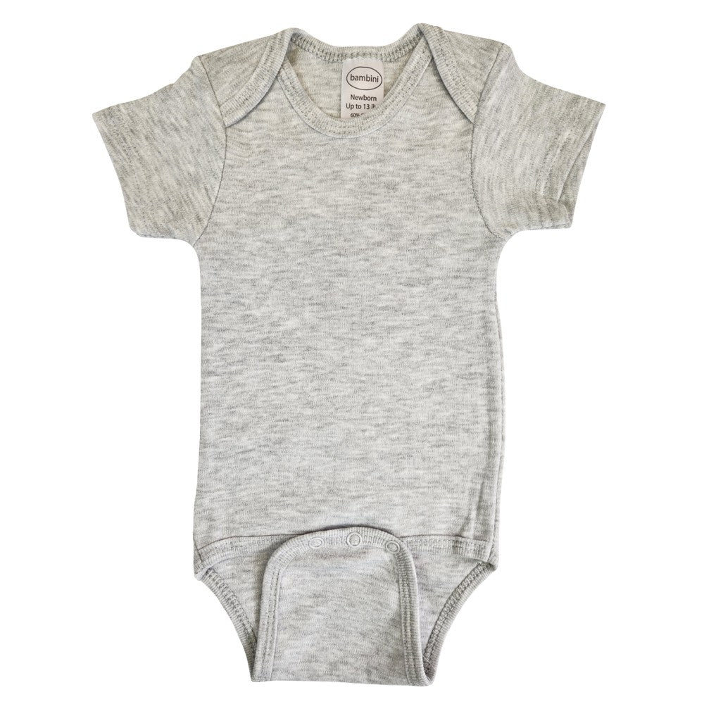 Bambini Heather Grey Interlock Short Sleeve Bodysuit Onezie SpadezStore