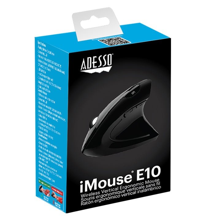 Adesso iMouse E10 2.4 GHz RF Wireless Vertical Ergonomic Mouse SpadezStore