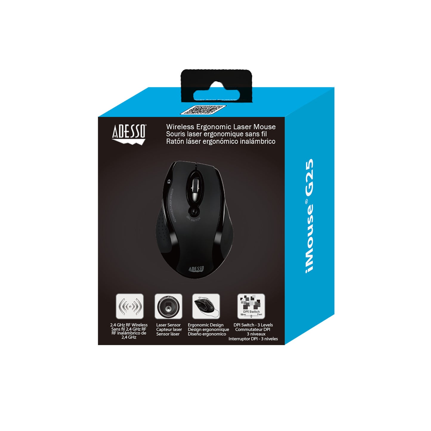Adesso iMouse G25 Wireless Ergonomic Laser Mouse SpadezStore