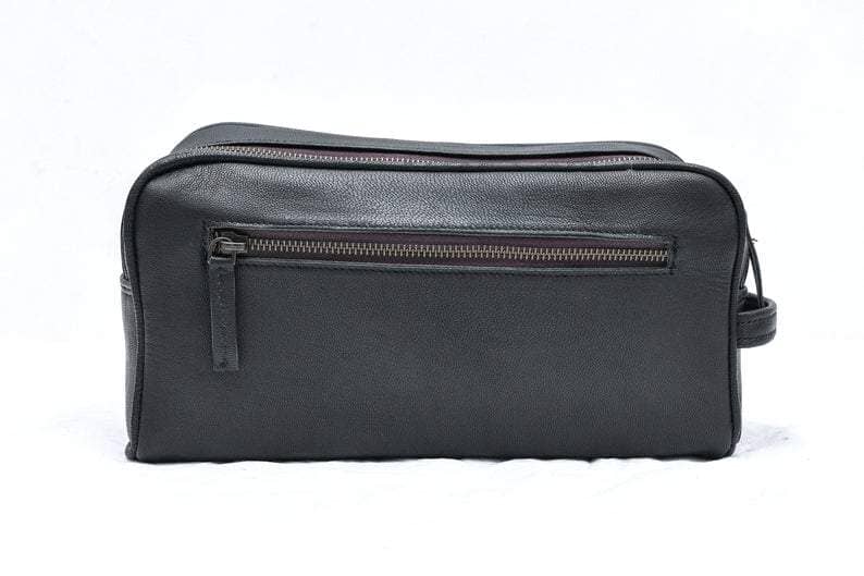 Classy Leather Bags The Single Section Toiletry- Black SpadezStore