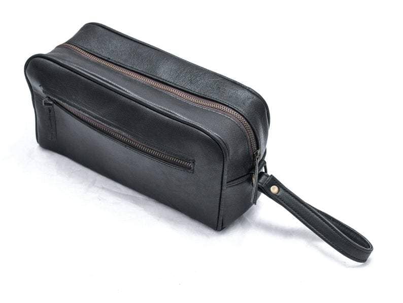 Classy Leather Bags The Single Section Toiletry- Black SpadezStore