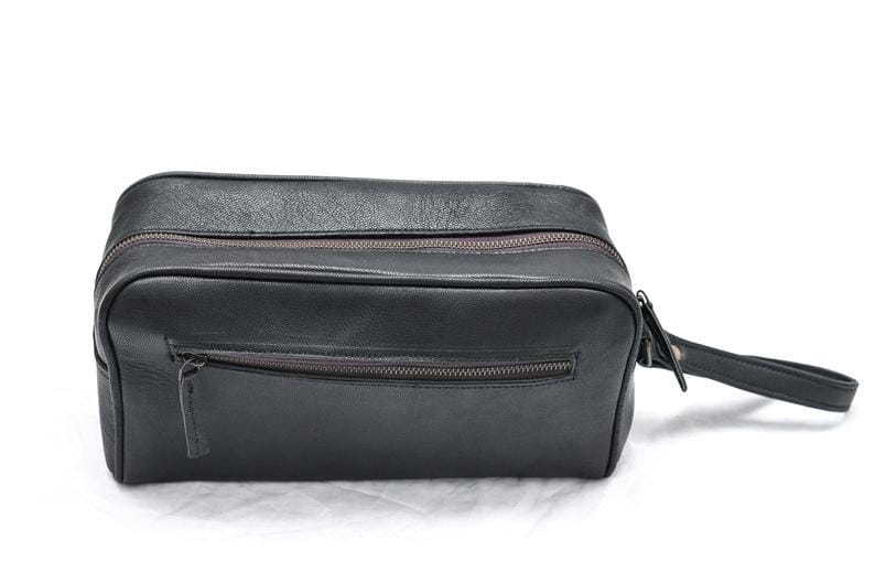 Classy Leather Bags The Twin Section Toiletry- Black SpadezStore