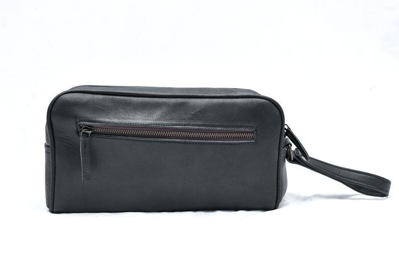 Classy Leather Bags The Twin Section Toiletry- Black SpadezStore