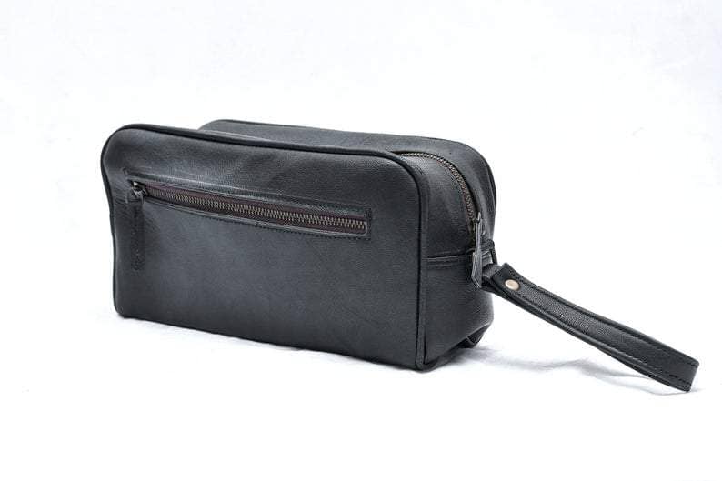 Classy Leather Bags The Single Section Toiletry- Black SpadezStore