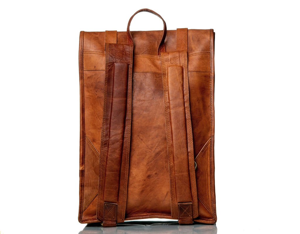 Classy Leather Bags The Hoffman Roll Top Backpack SpadezStore