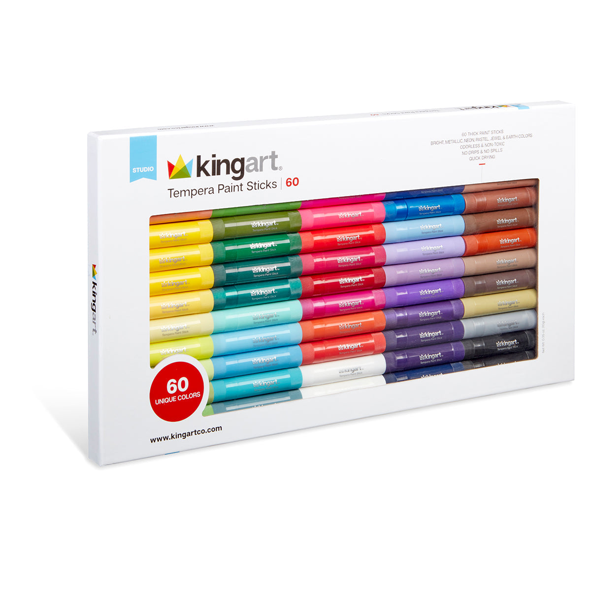 KINGART Tempera Paint Sticks, 60 Colors