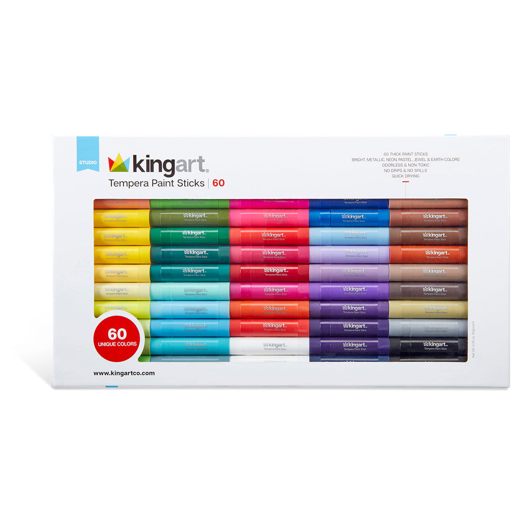 KINGART Tempera Paint Sticks, 60 Colors