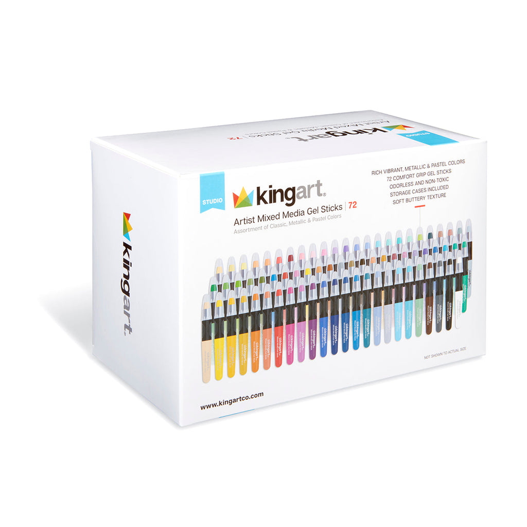 KINGART Mixed Media Gel Stick Crayons - 72 Colors