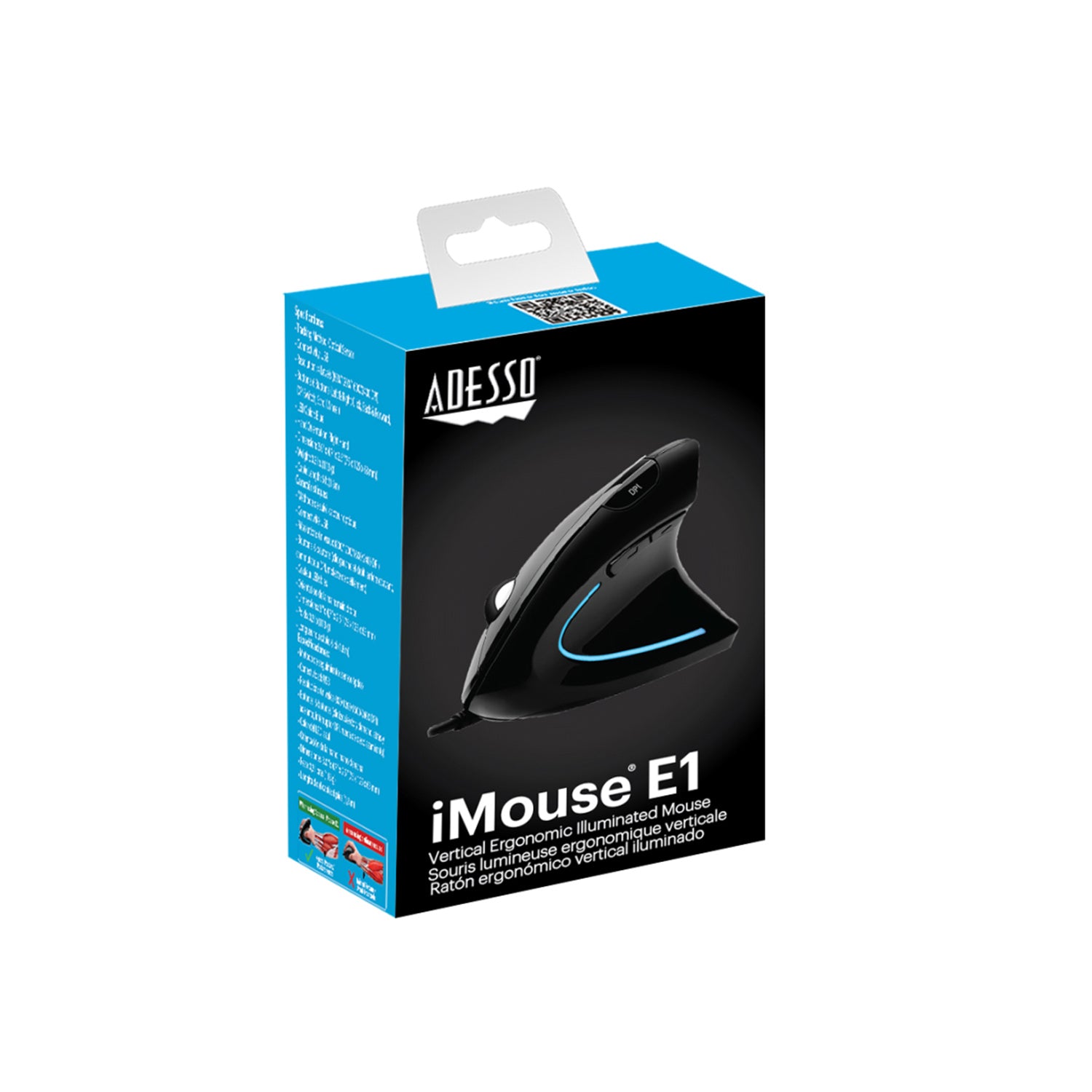 Adesso iMouse E1 Vertical Ergonomic Illuminated Mouse SpadezStore