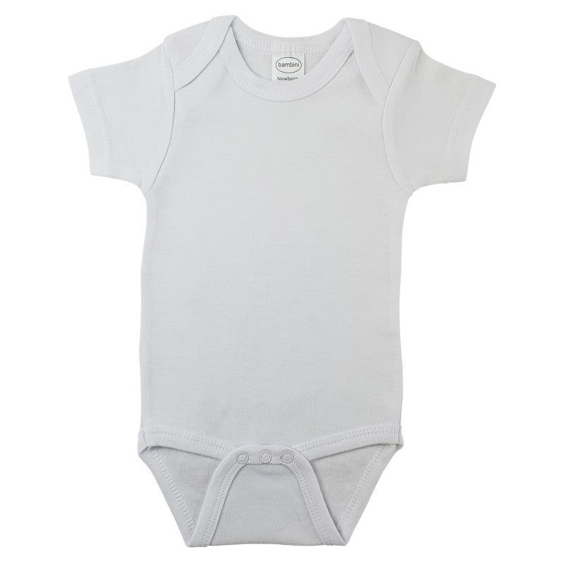 Bambini White Interlock Short Sleeve Onesie SpadezStore