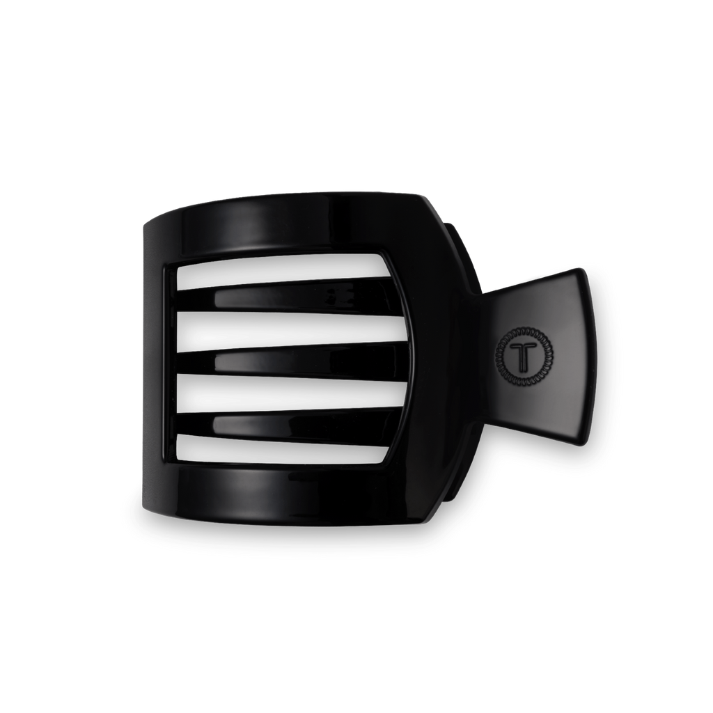 TELETIES Jet Black Medium Flat Square Hair Clip
